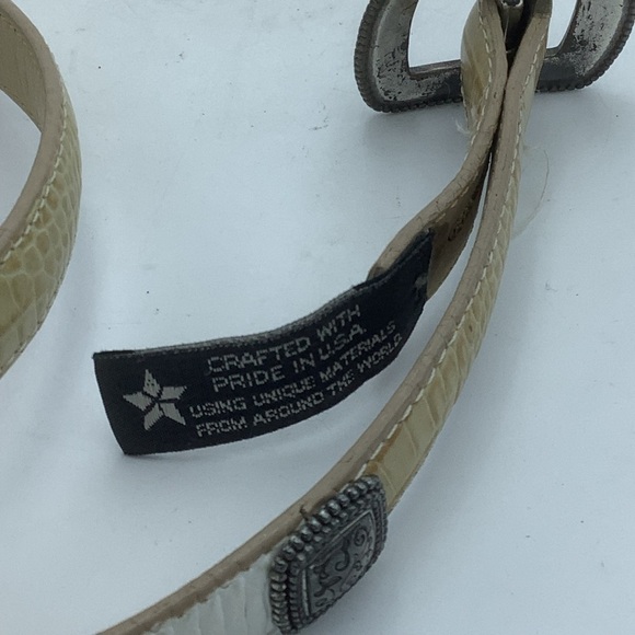 Brighton Reptile Look Tan/White Belt with Silver Buckle and Embellishments - Picture 9 of 9